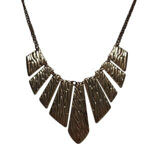 African Inspired Tigress Bib Statement Necklace Gold Tone Textured Jewelry Women